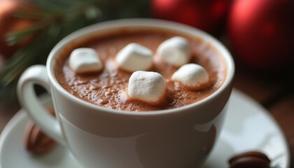 Wall Mural -  Warm up with a cozy cup of cocoa and marshmallows