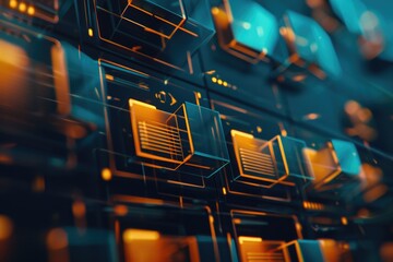 Wall Mural - a computer screen displaying many yellow lights
