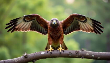 Wall Mural -  Majestic bird of prey poised for flight