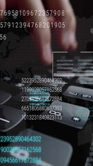 Wall Mural - man working on laptop computer keyboard with graphic user interface gui hologram showing concepts of