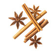 © ERiK - Warm winter spices on transparent background: cinnamon sticks and star anise ready for baking