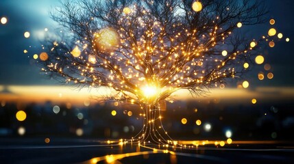 Conceptual Tree with Labeled Branches and Lights