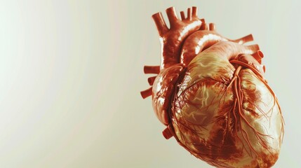 Poster - A detailed close-up of a heart model with intricate veins and arteries, set against a softly lit, neutral background