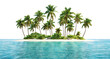 © PNGuin Studio - Tropical island with palm trees, isolated on transparent cutout background