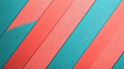 Abstract geometric background with diagonal stripes of coral and teal.