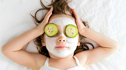 Wall Mural - Child enjoying a relaxing spa day at home