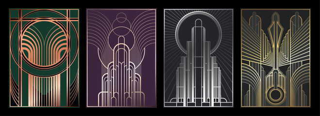 Wall Mural - streamline moderne backgrounds, 1930s style decorative ornamental templates for retro posters, cover