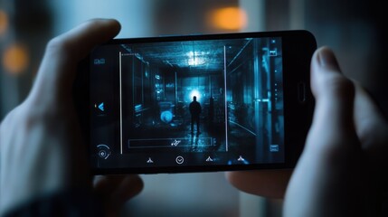  smartphone screen showing a live video recording interface, with crisp and vibrant details of the scene being captured