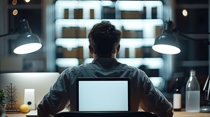 Aufkleber - An Worker working in a laptop, business review or online report at agency. Budget, planning and consultant at desk with computer.
