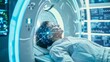 © ArpPSIqee - A dynamic image of a patient receiving an MRI scan with advanced imaging equipment in view, set against a high-tech, futuristic background