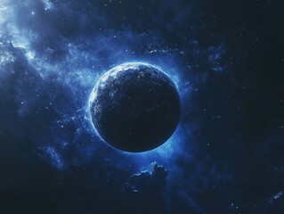 Wall Mural - blue planet in space with a lot of stars. the planet is the main focus of the image