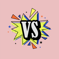 Vs or versus logo for battle or fight game flat cartoon symbol