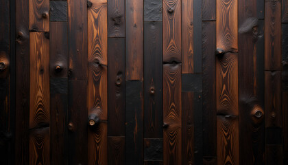 Wall Mural - immaculate wooden panel showcasing rich natural hues with warm lighting and textured grain