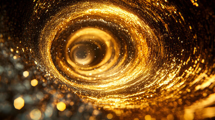 Wall Mural - Golden Spiral Abstract Background, swirl, twirl, bokeh, lights, glitter