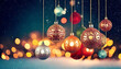 © Galeno - new year festive card blurred background features holiday cheer christmas new year greetings combined