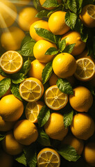 Wall Mural - Lemon infinite pattern isolated with white highlights, png