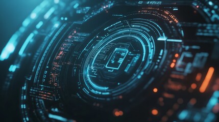 Futuristic Digital Circuit Interface with Neon Glow