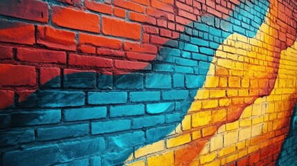 A colorful graffiti on a brick wall