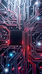 Wall Mural - 2d illustration abstract futuristic electronic circuit technology background isolated with white hig