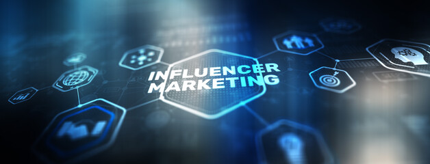 Wall Mural - Influencer marketing concept. Promotion of goods or services through influencers