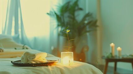 Poster - A serene scene of a patient receiving massage therapy in a tranquil setting, with focus on the therapist��s techniques and calming environment, set against a softly lit