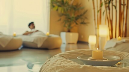 Poster - A serene scene of a patient undergoing a relaxation therapy session with a focus on soothing ambiance and therapeutic techniques, set against a calming, softly lit environment
