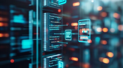 Futuristic Digital Data Display with Interconnected Information