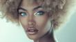 © malik - portrait of a young beautiful blonde African woman. glamor and modern fashion with blue eyes