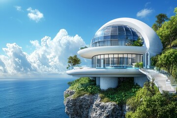 Modern Dome House on Cliff with Ocean View