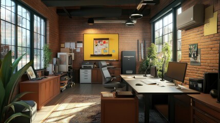 Wall Mural - modern loft office interior with furniture