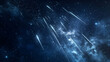 © LovelyArt - Shimmering silver stardust in a deep blue void with streaks of meteors passing