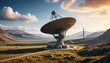 © 4K_Heaven - A captivating image of a satellite ground station facility in a serene natural setting, featuring parabolic antennas that blend harmoniously with the rugged surroundings, Generative AI
