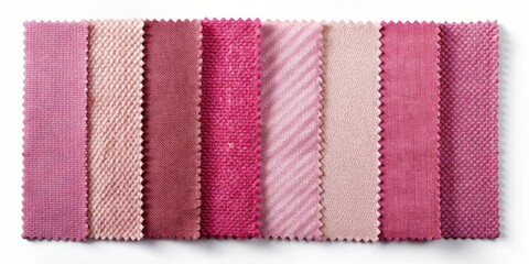 Poster - A collection of fabric swatches in various shades of pink, showcasing different textures and weaves.