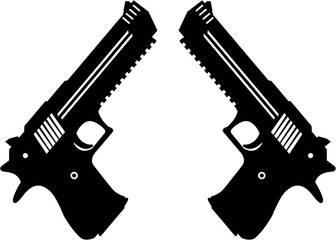 two pistol gun hand gun vector