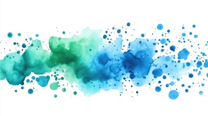 Abstract watercolor splash in blue and green hues