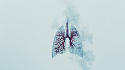 Wall Mural - An abstract depiction of the human respiratory system with colorful, dynamic representations of lungs and airways, set against a dark