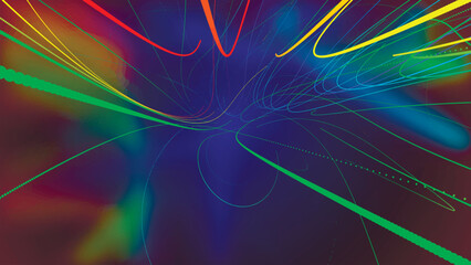 Wall Mural - Beautiful 3D Line Background. Neon, red, blue, yellow, green lines on a bright colored background. Abstract background from dotted lines. Vector illustration.