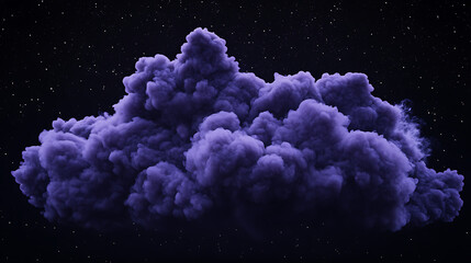 Wall Mural - 3d render of purple smoke clouds on black background with stars