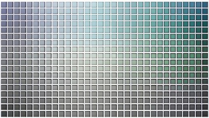 Poster - A gradient of gray and green hues within a grid of square windows on a building's facade