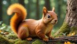 © 4K_Heaven - A lovely amber squirrel with a bushy tail and curious expression, adding a playful and charming element to woodland-themed decorations, Generative AI