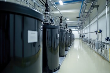 Fototapete - Industrial plant equipment processing chemicals in modern factory