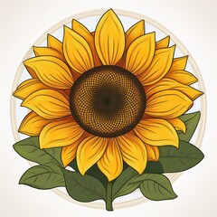 Sticker - sonnenblume auf weissem hintergrund