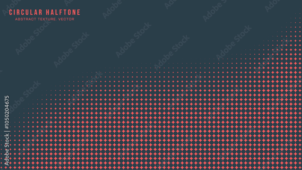 Circular Halftone Pattern Smooth Curved Border Vector Red Black ...