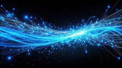 Aufkleber - Abstract Digital Flow A mesmerizing display of glowing lines and particles creating a dynamic and futuristic wave.
