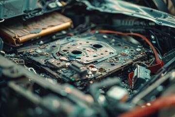 Electronic board with visible rust and corrosion, showing the effects of time and the dangers of improper e waste disposal