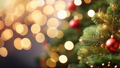 Wall Mural - christmas holidays banner tree bokeh background