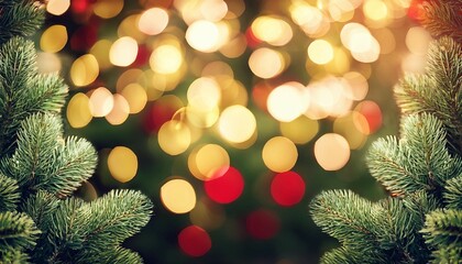 Wall Mural - christmas holidays banner tree bokeh background