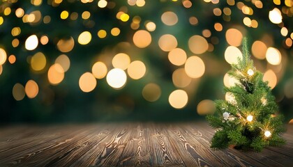 Wall Mural - christmas tree banner bokeh lights background