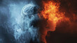 © AlexanderD - Abstract faces with smoke and brain contrast