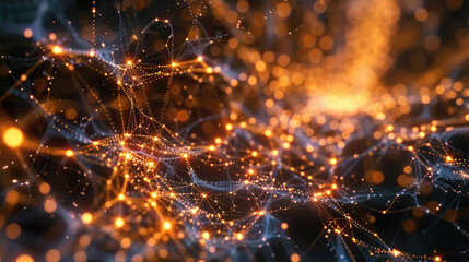Wall Mural - abstract glowing connections in neural web